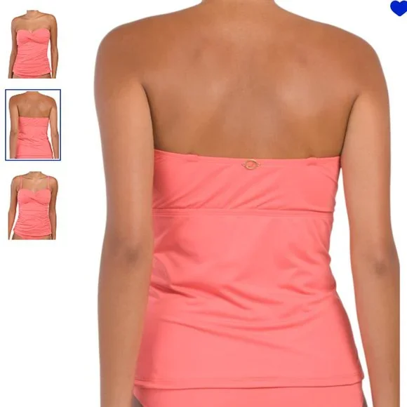NEW JANTZEN Vibe Vamp Ruched Tankini Top Swim Coral Women size 8 - Picture 3 of 3